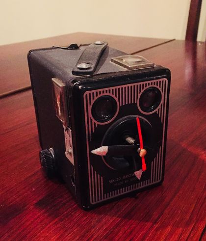 Upcycled Box Brownie Camera Clock 